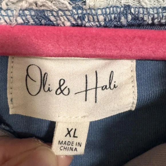 Oli & Hali Floral Patchwork Hoodie Mineral Wash Jacket size XL Blue - Picture 9 of 15